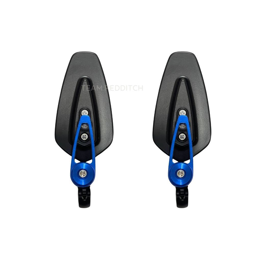 ADJUSTABLE GT MIRROR TRIANGLE BLACK with CNC COLOURED CLAMP