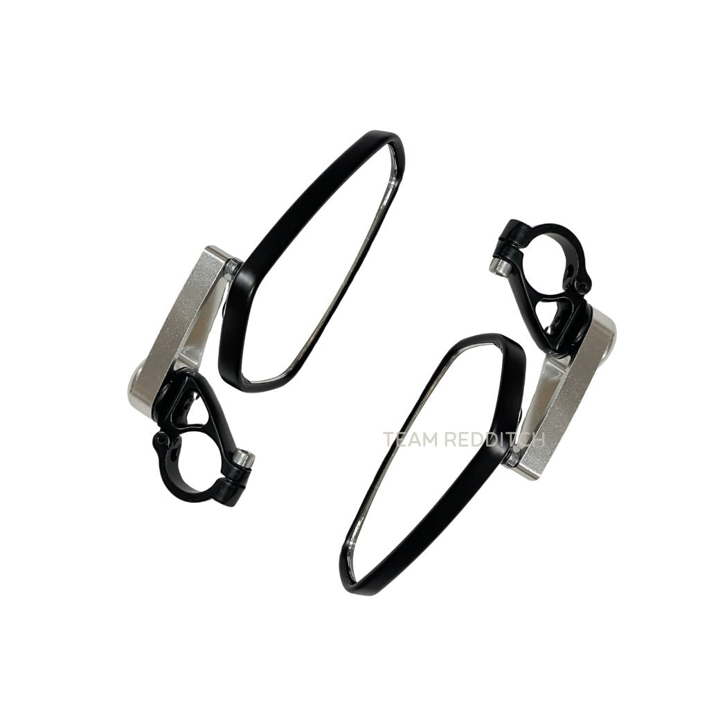 ADJUSTABLE GT MIRROR TRIANGLE BLACK with CNC COLOURED CLAMP