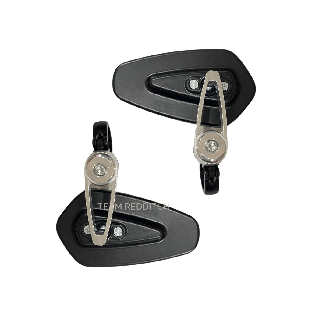 ADJUSTABLE GT MIRROR TRIANGLE BLACK with CNC COLOURED CLAMP