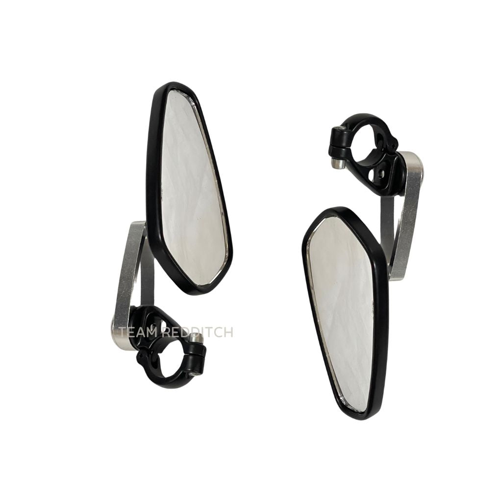 ADJUSTABLE GT MIRROR TRIANGLE BLACK with CNC COLOURED CLAMP