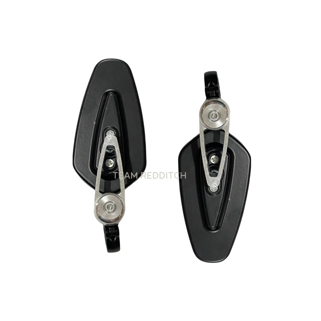 ADJUSTABLE GT MIRROR TRIANGLE BLACK with CNC COLOURED CLAMP
