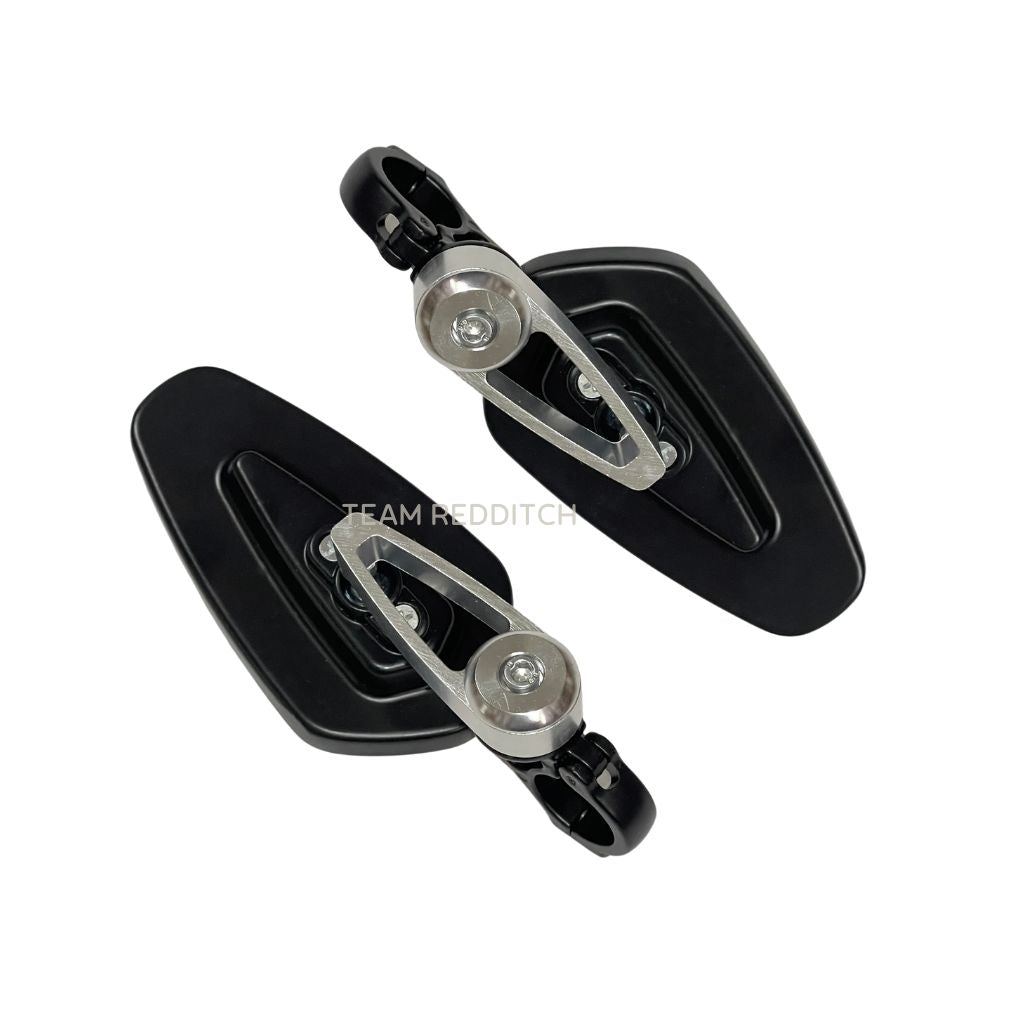 ADJUSTABLE GT MIRROR TRIANGLE BLACK with CNC COLOURED CLAMP