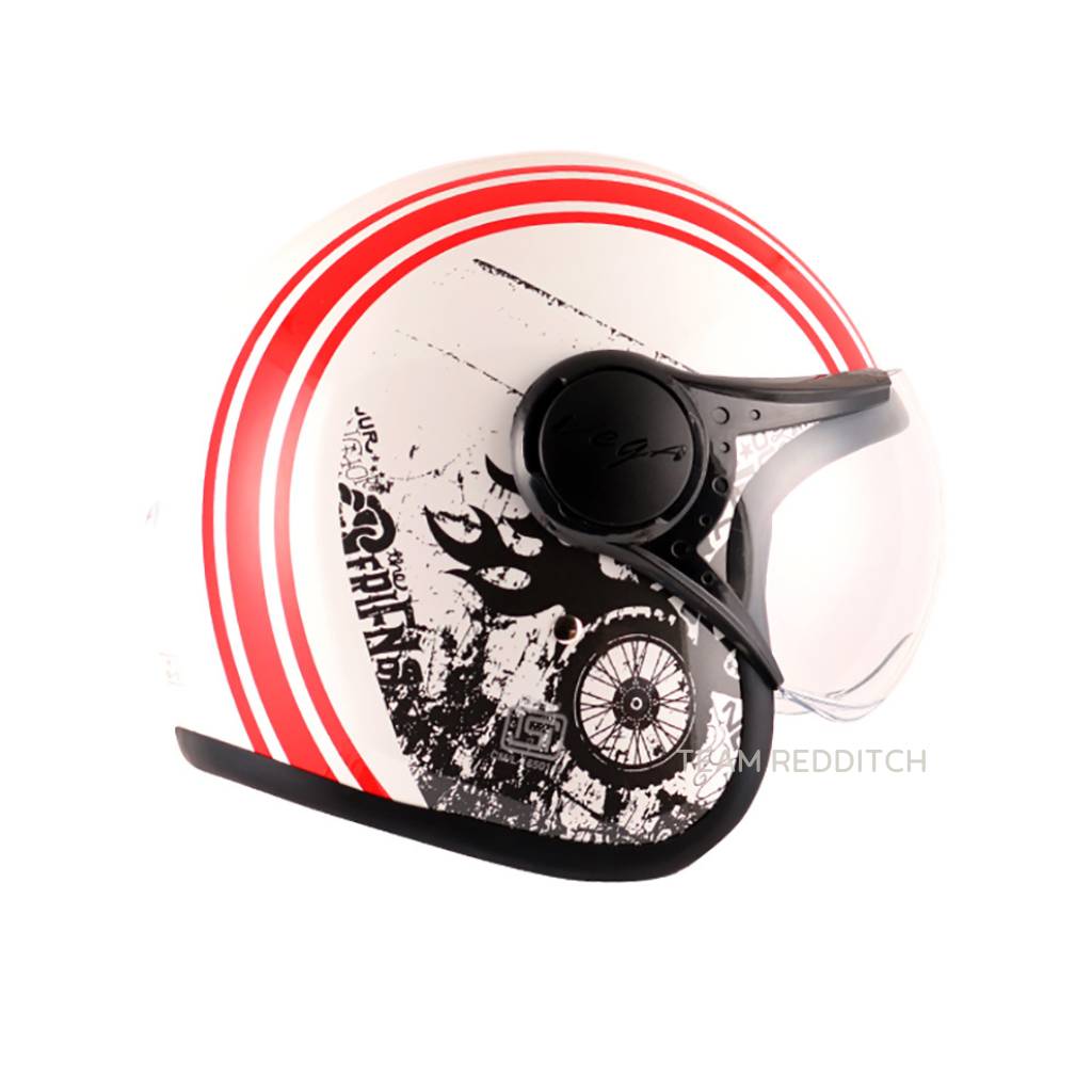 VEGA JET DX OLD SCHOOL W/VISOR WHITE RED