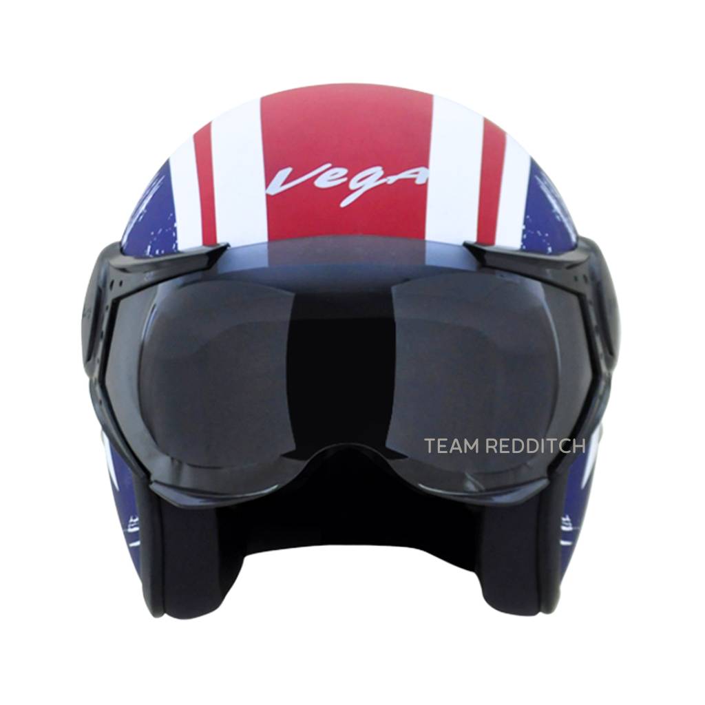 VEGA JET DX CAPTAIN W/VISOR DULL RED METALLIC BLUE