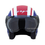 VEGA JET DX CAPTAIN W/VISOR DULL RED METALLIC BLUE
