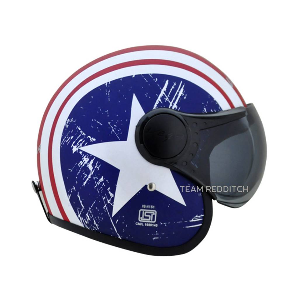 VEGA JET DX CAPTAIN W/VISOR DULL RED METALLIC BLUE