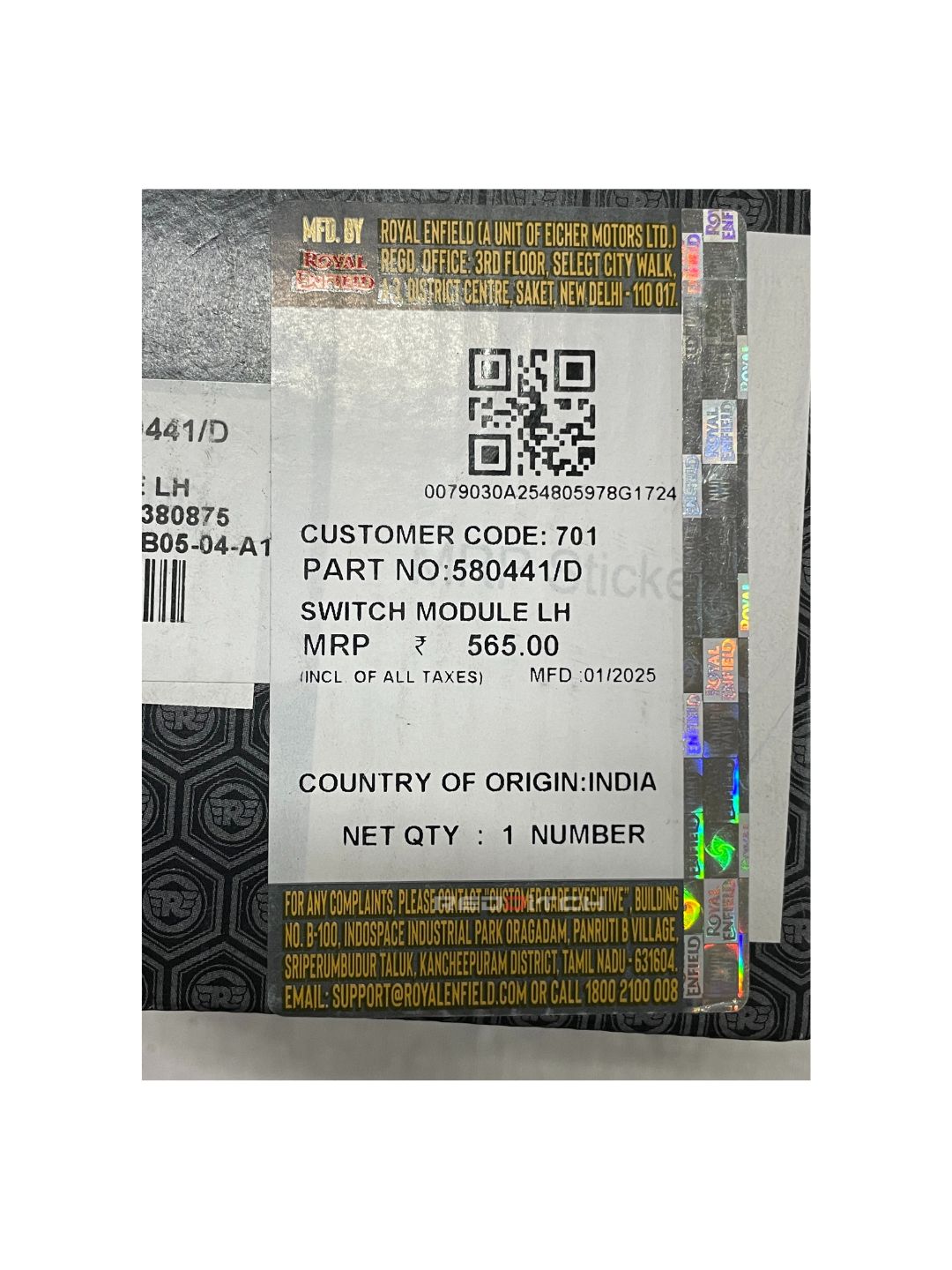 **ALT Text:** SWITCH MODULE LH (Part No: 580441/D) – High-quality left-hand switch module for reliable motorcycle control and functionality. Designed for durability and seamless operation. Available at the **best motor accessory shop in India**.