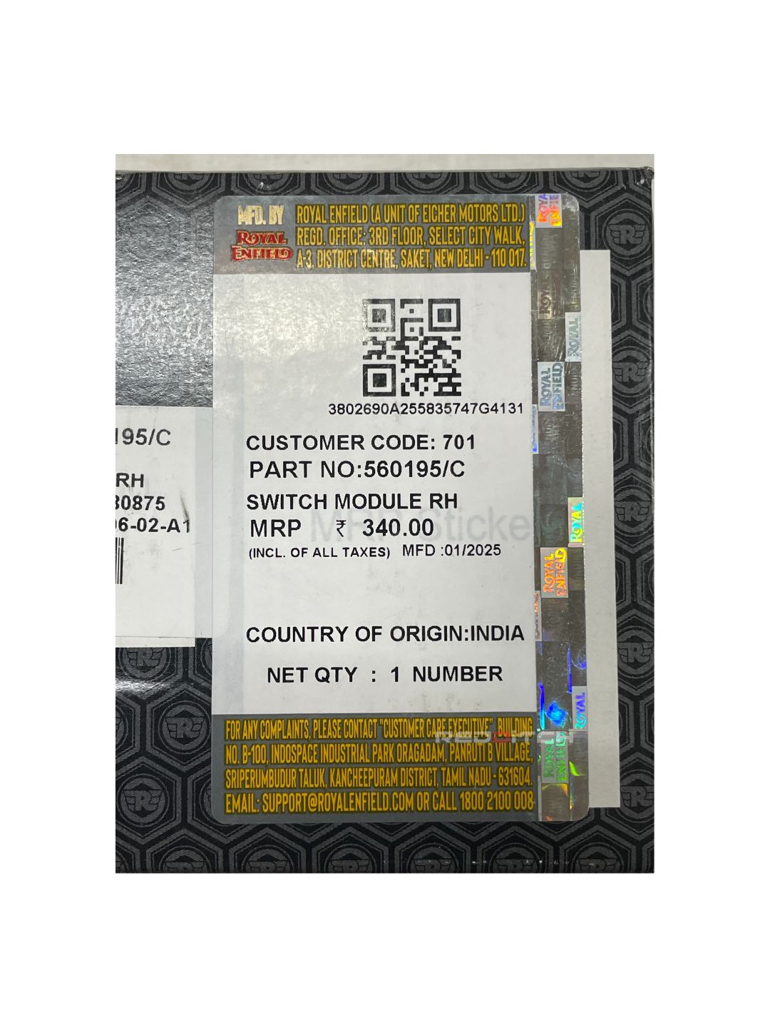 **ALT Text:** SWITCH MODULE RH (Part No: 560195/C) – Premium right-hand switch module for efficient motorcycle control and smooth operation. Built for durability and reliability. Available at the **best motor accessory shop in India**.