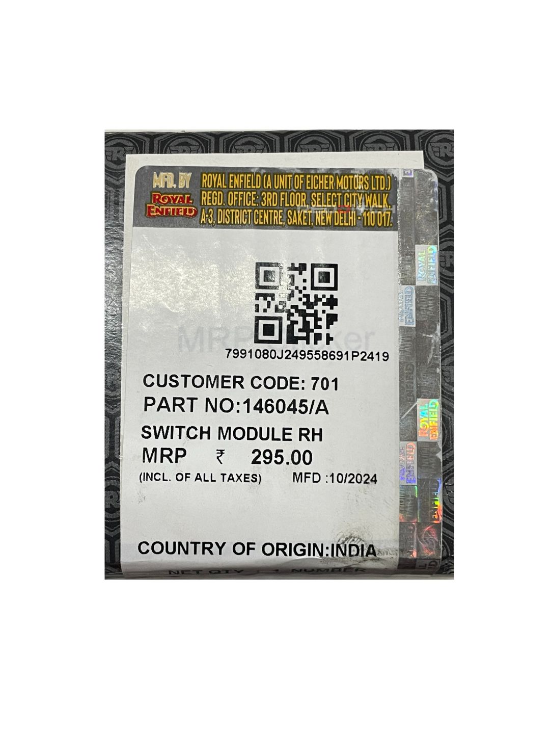 **ALT Text:** SWITCH MODULE RH (Part No: 146045/A) – High-quality right-hand switch module for precise motorcycle control and smooth functionality. Designed for durability and reliability. Available at the **best motor accessory shop in India**.