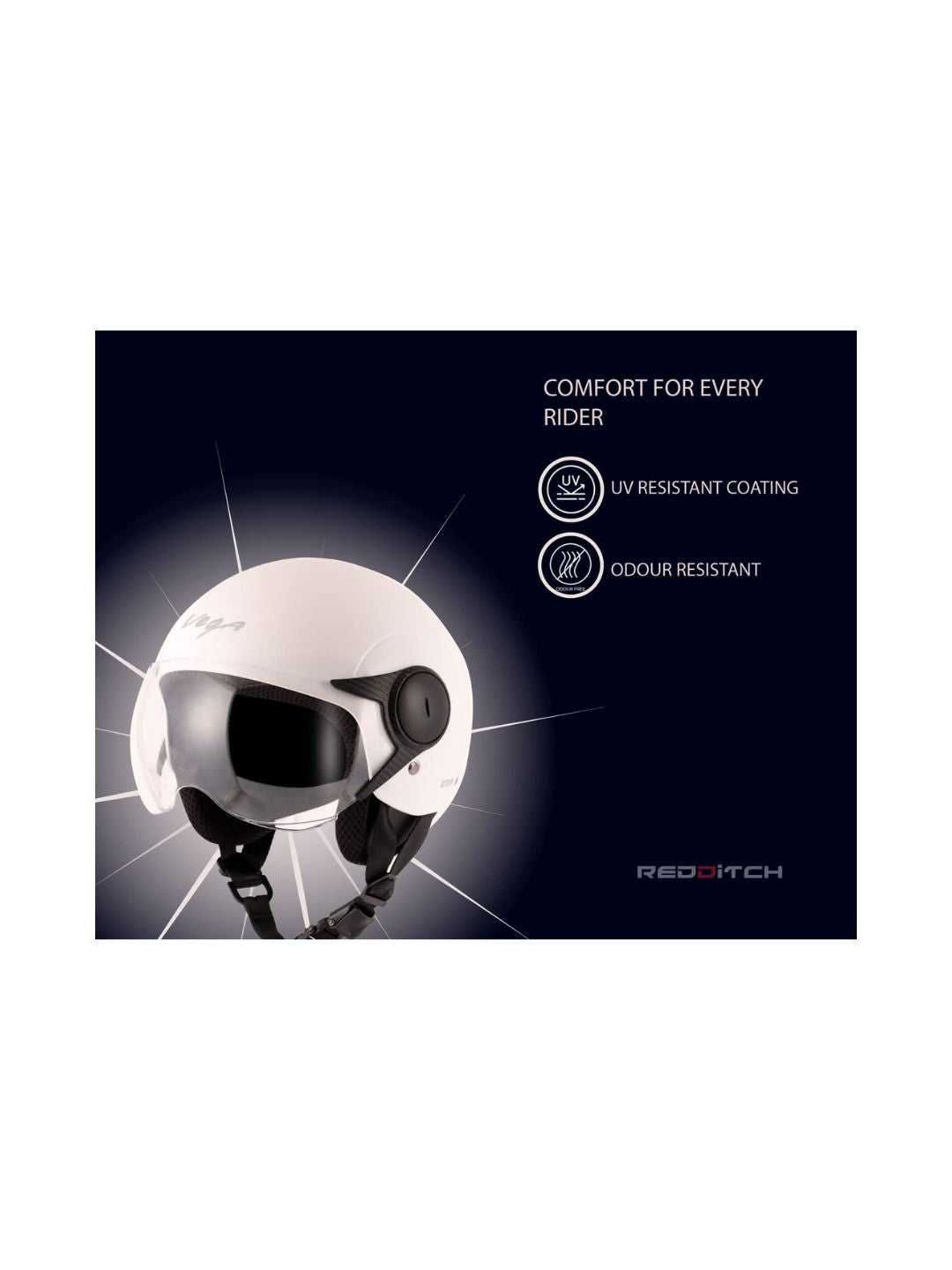 **Vega Atom DX White** – A sleek and durable helmet with a clean white finish, offering comfort and protection for your rides.