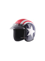 The VEGA Jet DX with Peak in Captain Red and Blue offers a bold and stylish design. This open-face helmet provides excellent visibility, comfort, and protection, making it ideal for city rides and short trips.