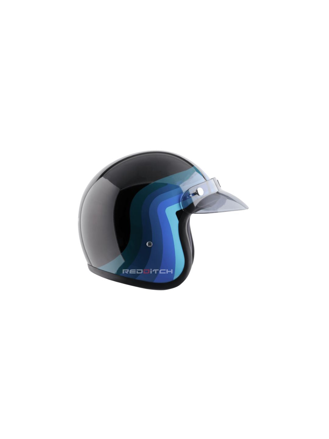 **Vega Jet DX Urban W/Visor Matte Black M. Blue** – A retro-style open-face helmet with a sleek matte black and blue finish. It features a high-impact shell, a wide visor for clear vision, and a comfortable interior for long rides. Ideal for urban riders who prioritize style and safety.