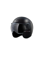 **Vega Jet DX W/Visor Black** – A stylish open-face helmet with a clear visor for enhanced visibility. Offers a sturdy build, comfortable fit, and classic black finish for a sleek look.