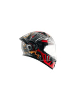 **Vega Bolt DX Superhero Black Red** – A sleek and durable full-face helmet with a bold black and red superhero theme. Designed for safety, comfort, and superior ventilation.