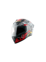 **Vega Bolt DX Superhero Black Red** – A sleek and durable full-face helmet with a bold black and red superhero theme. Designed for safety, comfort, and superior ventilation.