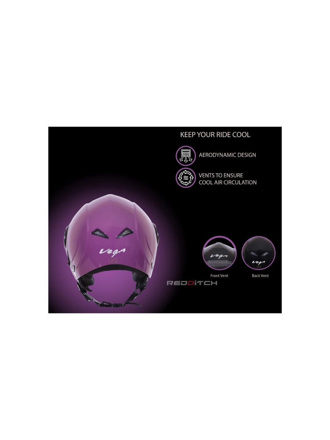 **Vega Verve DX Helmet Purple** – A lightweight and stylish open-face helmet designed for comfort and safety. Perfect for daily rides with a sleek purple finish.