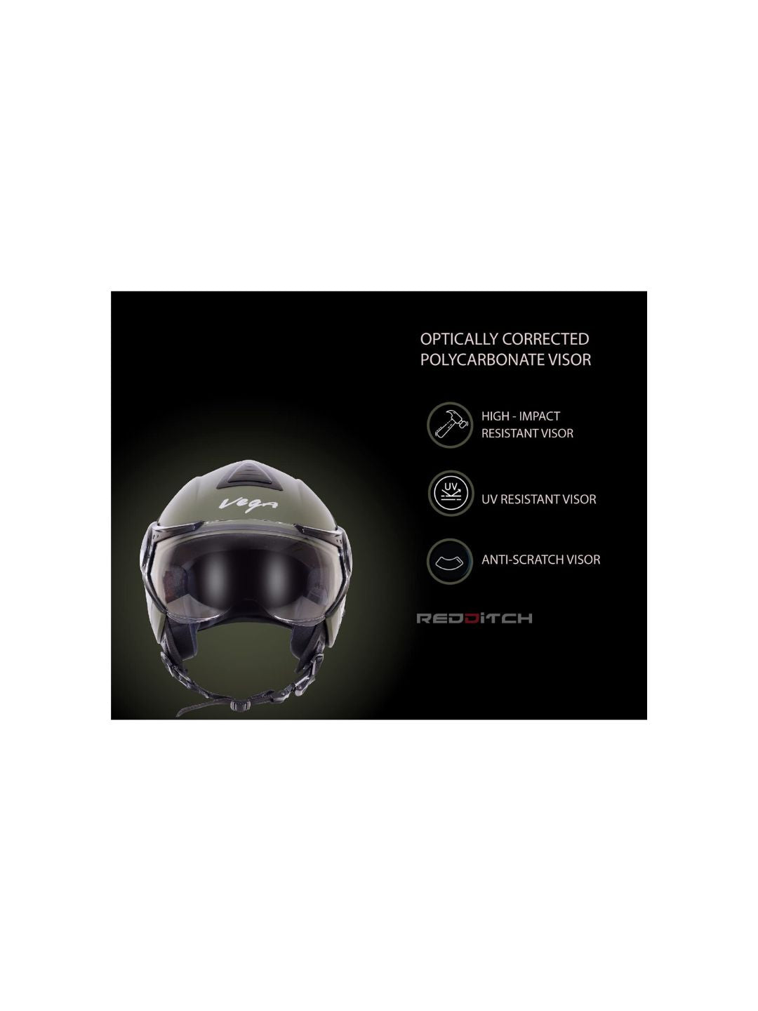 **Vega Verve DX Helmet Dull Army Green** – A lightweight, open-face helmet with a rugged army green finish, offering style, comfort, and safety for everyday rides.