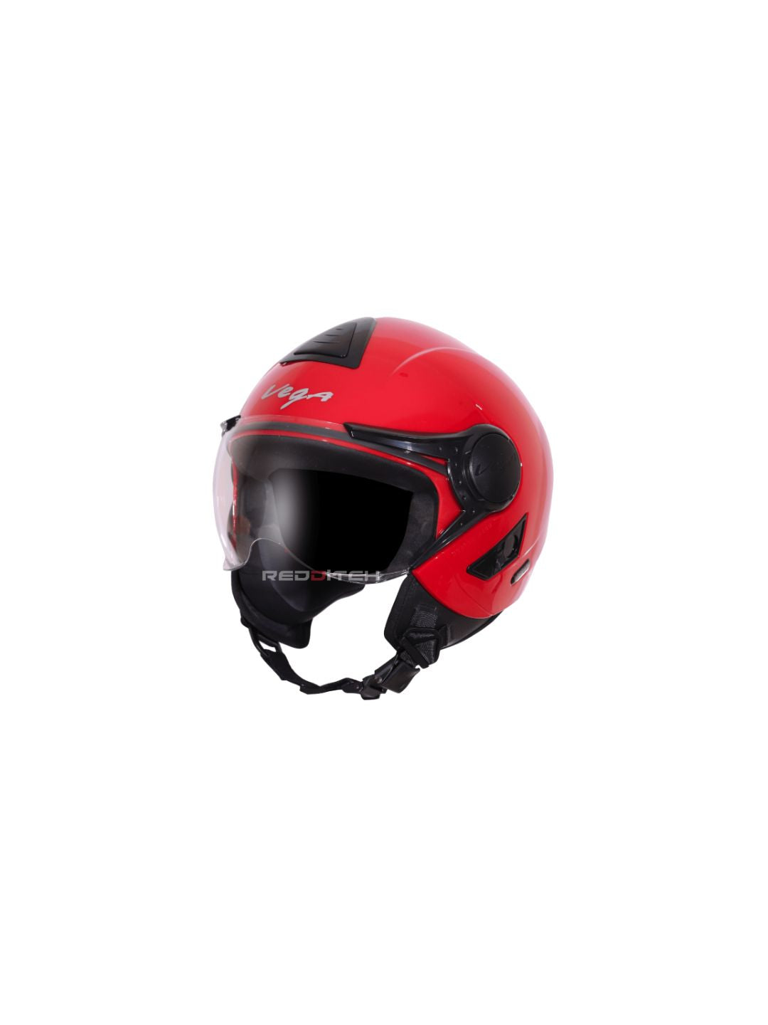 **Vega Verve DX Helmet Red** – A stylish open-face helmet in bold red, designed for comfort and safety, perfect for city rides.