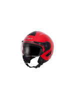 **Vega Verve DX Helmet Red** – A stylish open-face helmet in bold red, designed for comfort and safety, perfect for city rides.