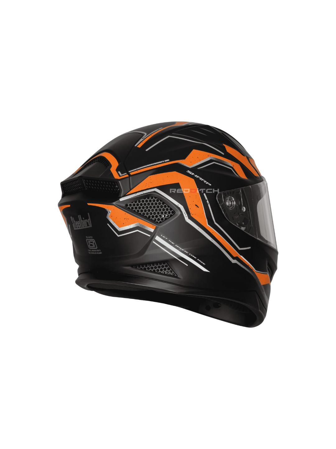 Steelbird SBH 25 Sharp Spirit Glossy Black/Orange Helmet combines safety with a sleek design, offering comfort and durability for riders.