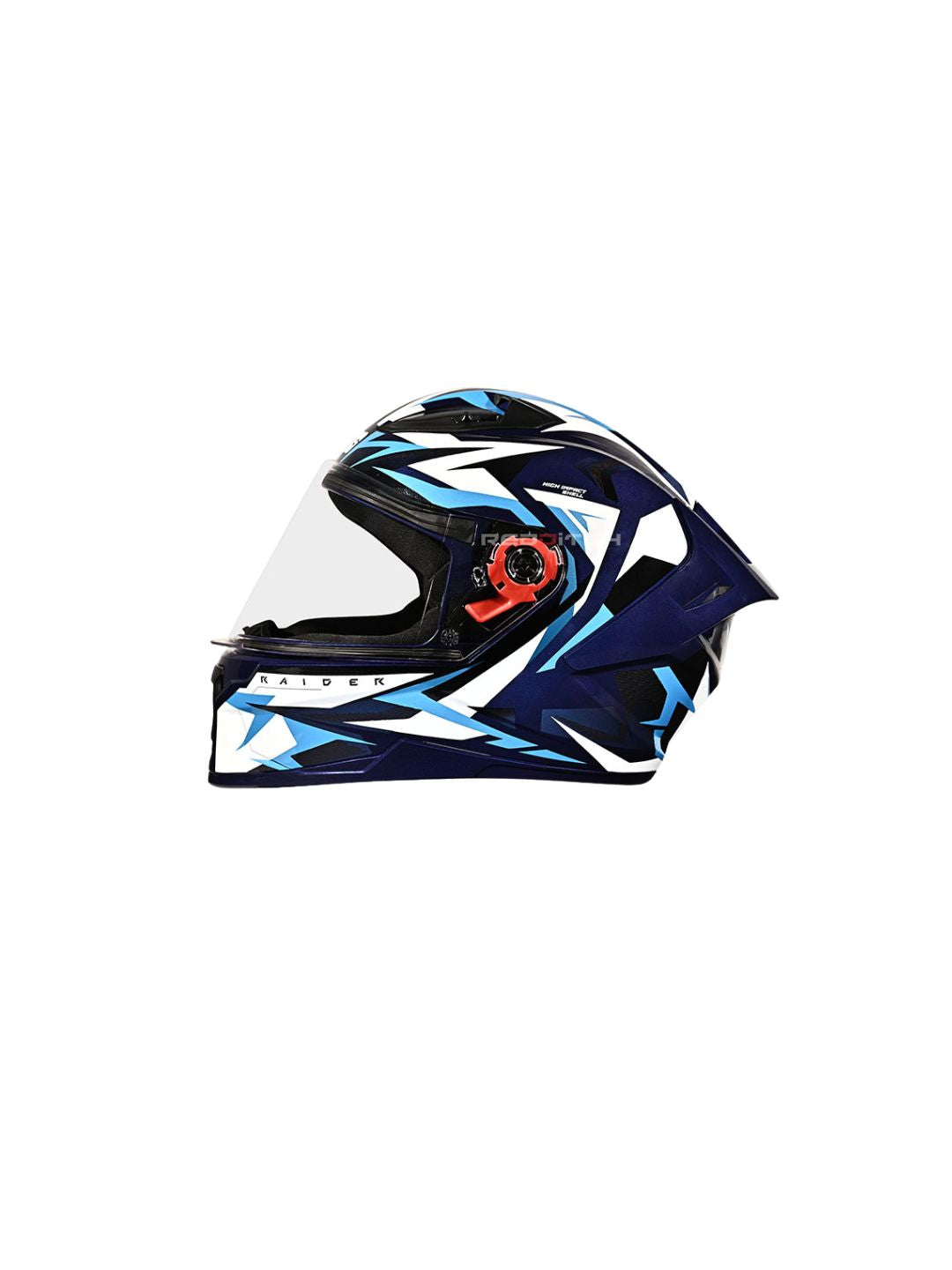 The Studds Raider Super D1 Blue N6 White helmet offers a stylish design with superior protection, ensuring safety and comfort for riders.