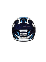 The Studds Raider Super D1 Blue N6 White helmet offers a stylish design with superior protection, ensuring safety and comfort for riders.
