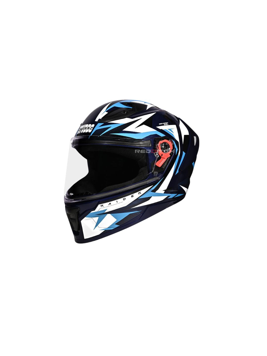 The Studds Raider Super D1 Blue N6 White helmet offers a stylish design with superior protection, ensuring safety and comfort for riders.