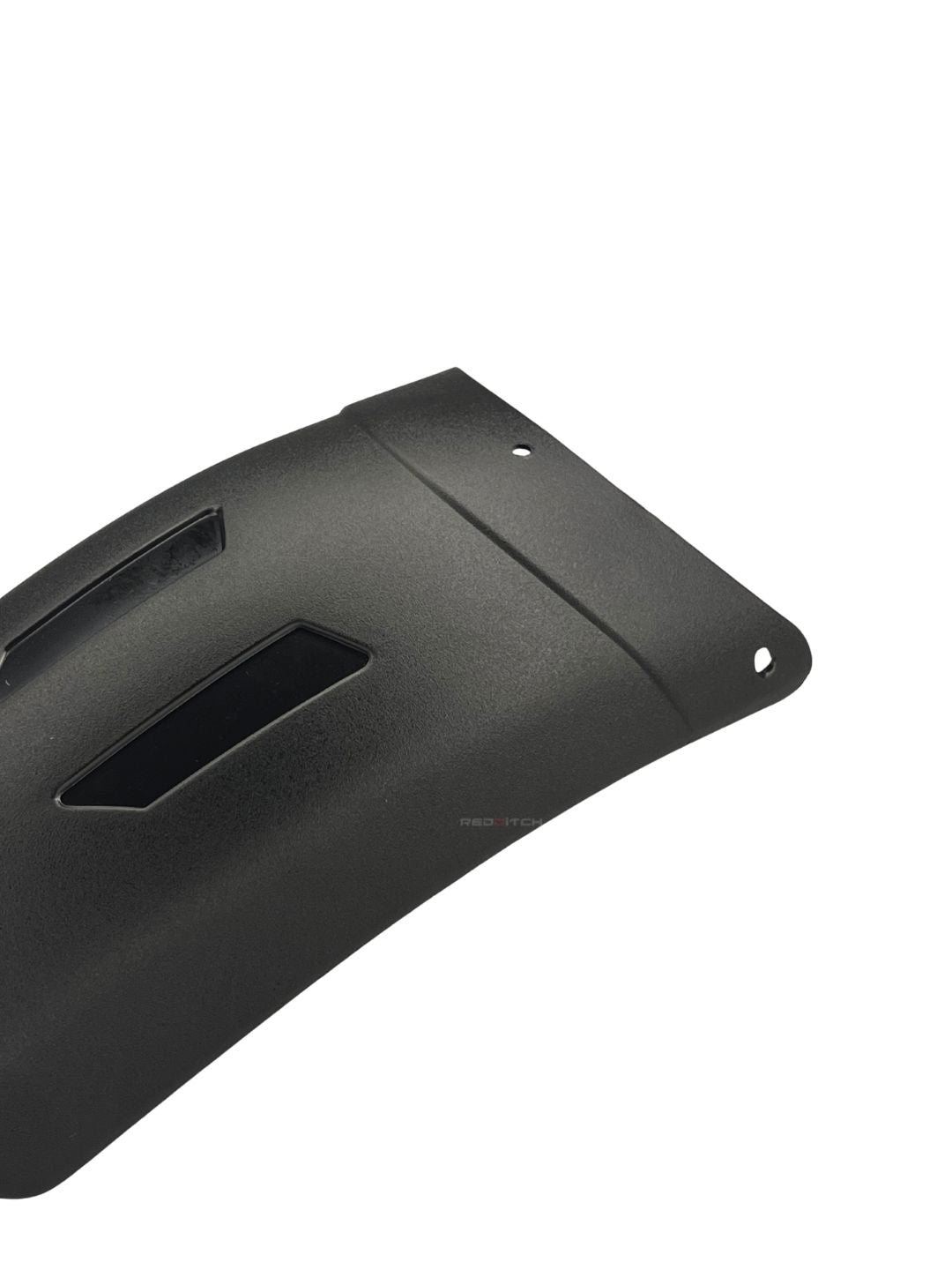 Black plastic cover with cutouts on a white background