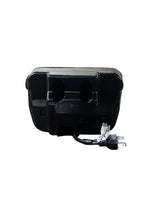 Black electrical plug on a white background