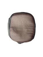 Brown leather seat with stitching on a white background