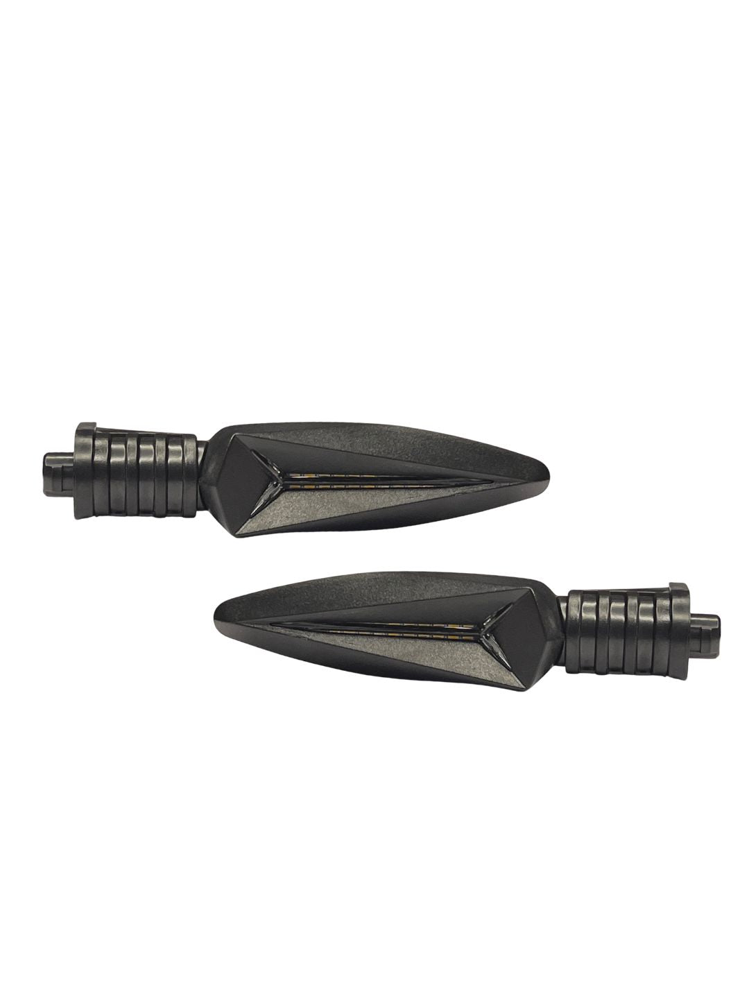 Two black motorcycle mirrors on a white background