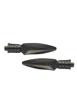 Two black motorcycle mirrors on a white background