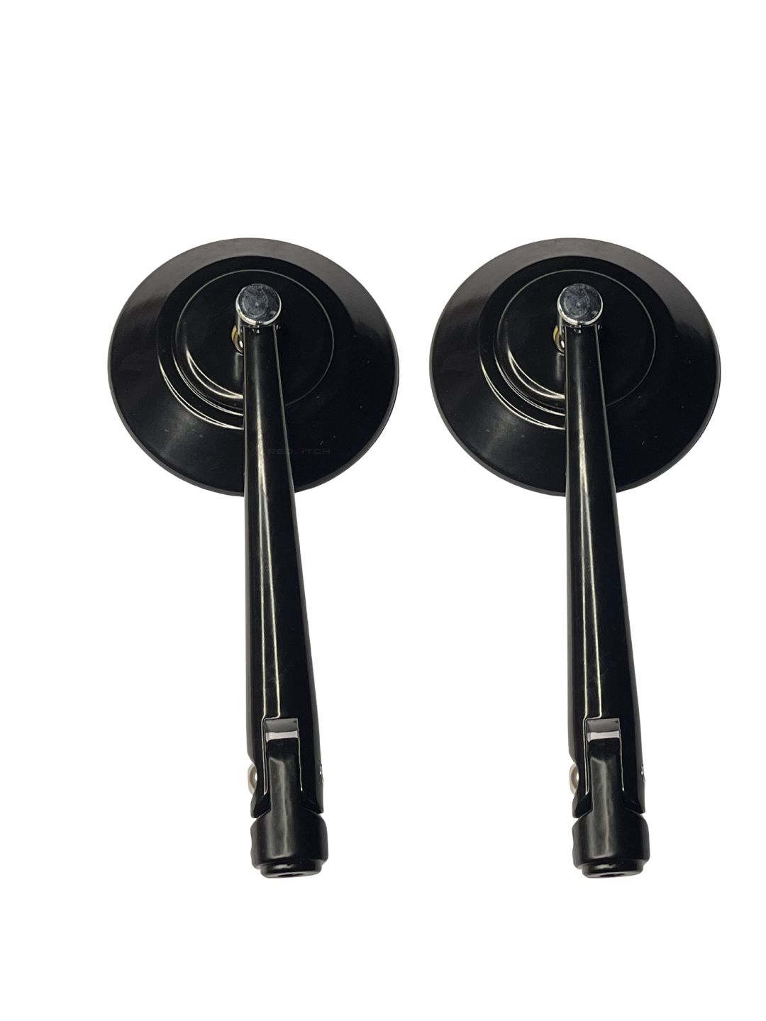 Pair of black motorcycle mirrors on a white background