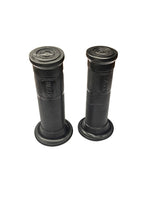 Pair of black motorcycle grips on a white background