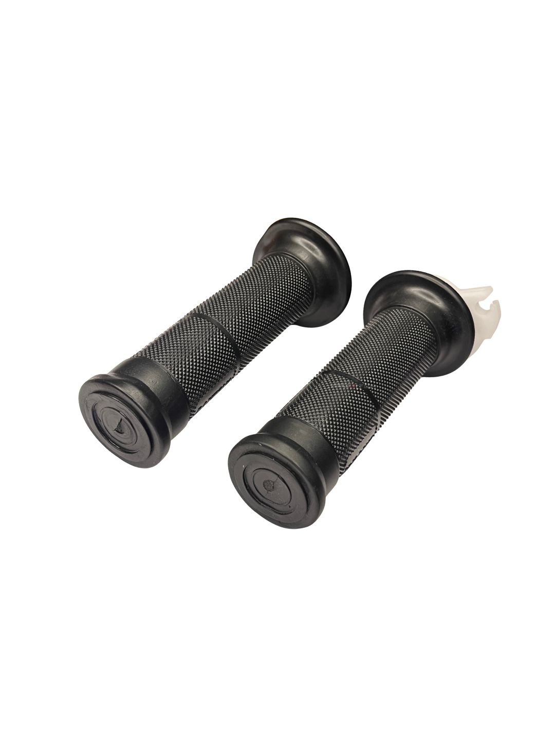 Pair of black motorcycle grips on a white background