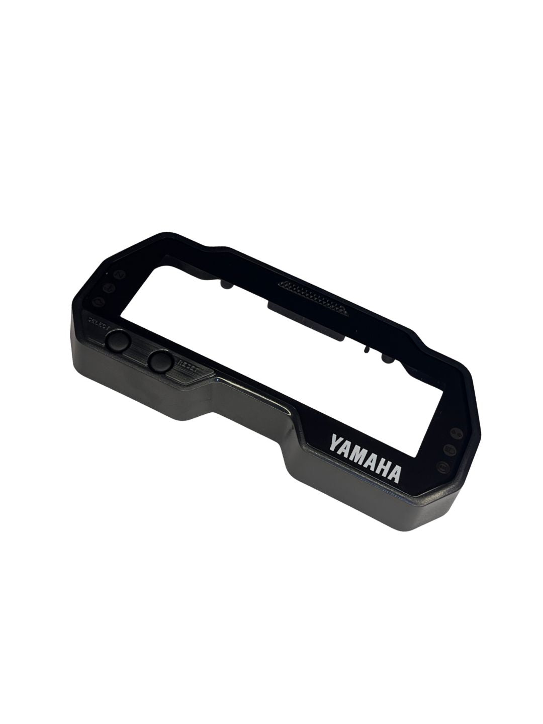 Black Yamaha product casing on a white background