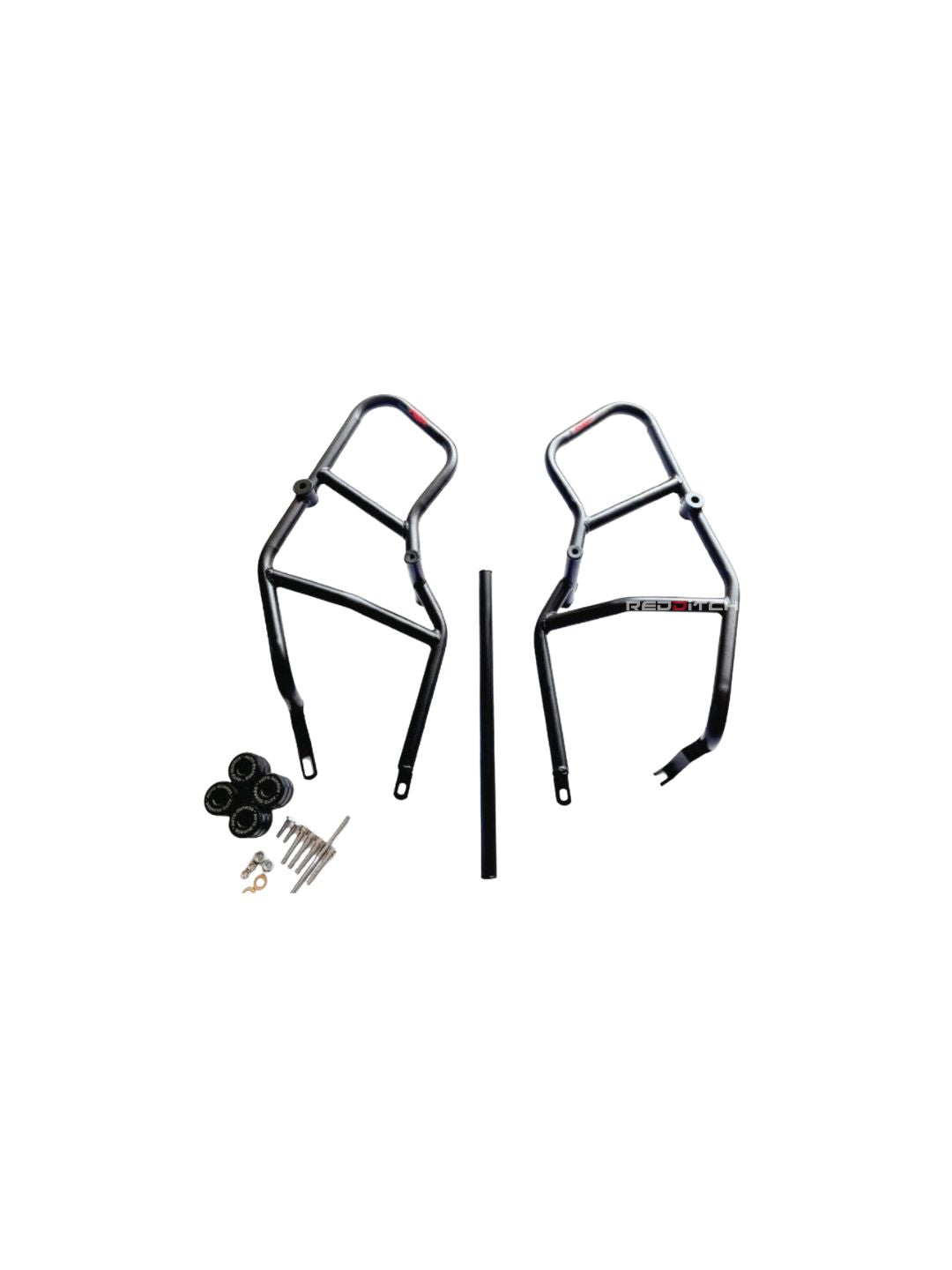 The **Yamaha MT-15 Twin Slider Crash Guard** offers added protection for your bike by absorbing impact during falls, preventing damage to the frame and other vital parts. It also enhances the bike's rugged look with its sleek design.