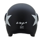 VEGA JET DX STAR W/VISOR DULL BLACK SILVER