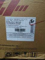 **Vega Bolt Macho Black/Orange** – A stylish and durable helmet designed for maximum safety and comfort. Featuring an aerodynamic shell, scratch-resistant visor, and superior ventilation, it ensures a smooth riding experience. Perfect for everyday riders seeking a blend of protection and style.