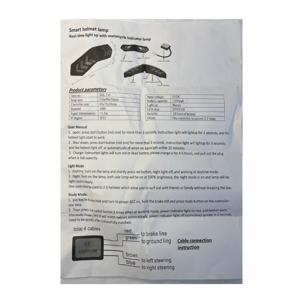 HELMET BLUETOOTH INDICATOR LIGHT