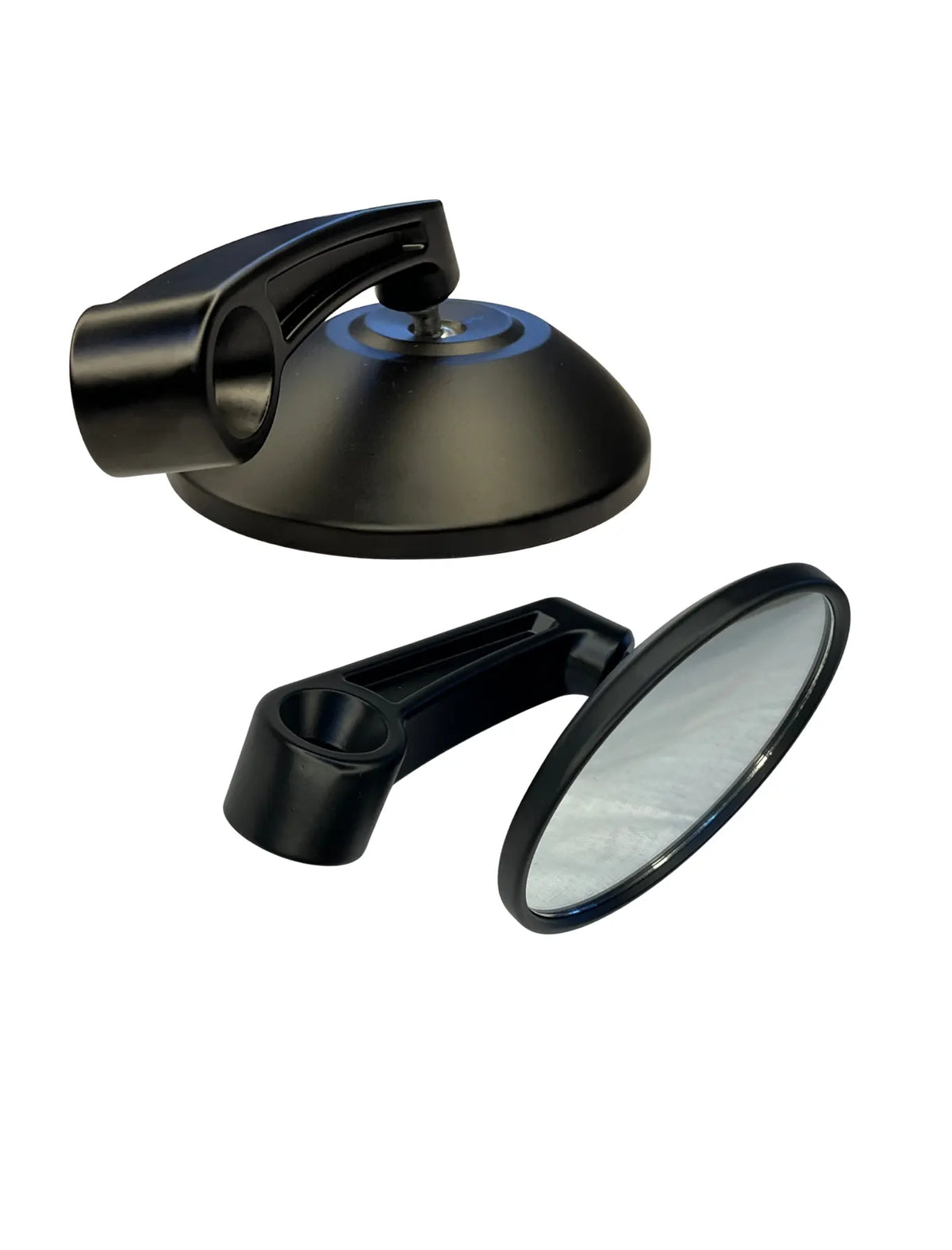 Black car mirror with suction cup on a white background