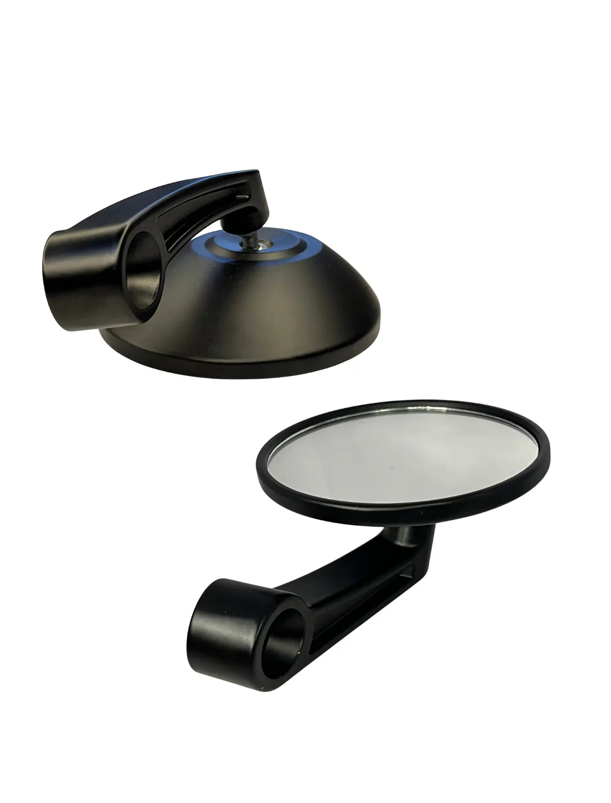 Black motorcycle mirrors on a white background