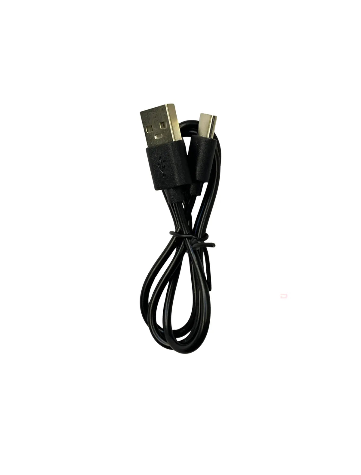 Black USB cable with connectors on a white background