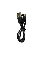 Black USB cable with connectors on a white background