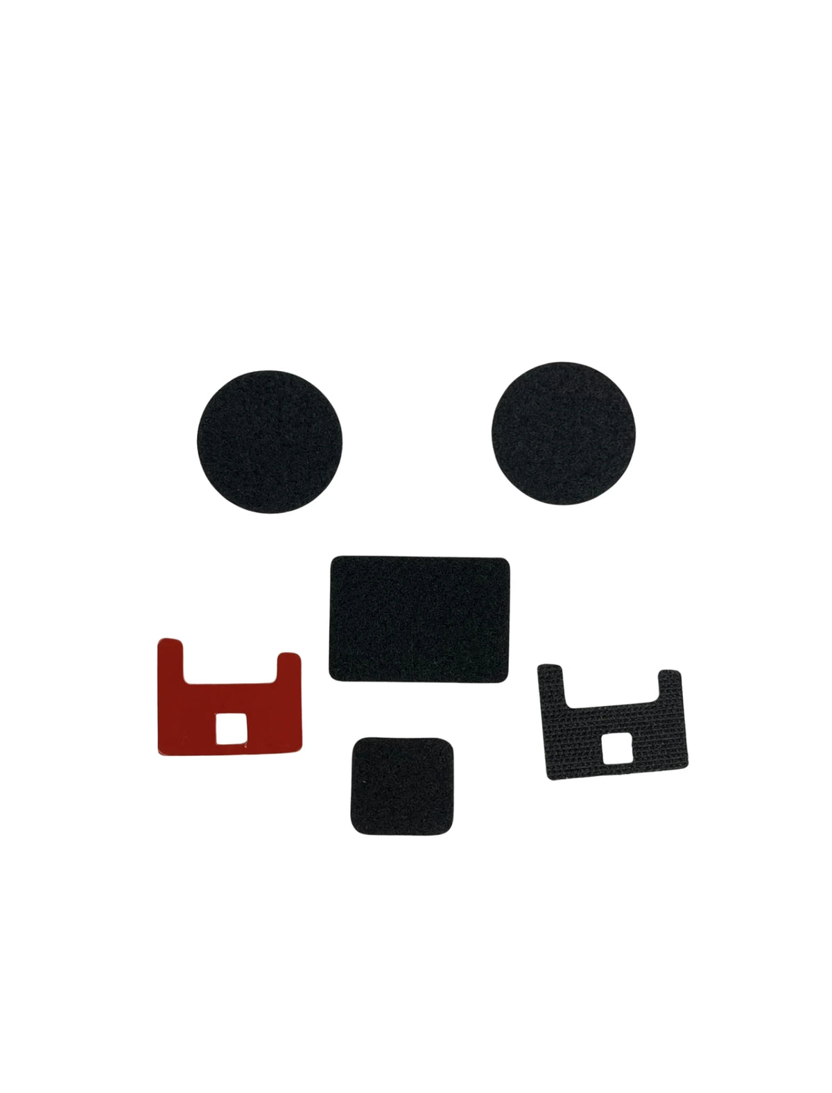 Set of black and red computer keyboard keycaps on a white background