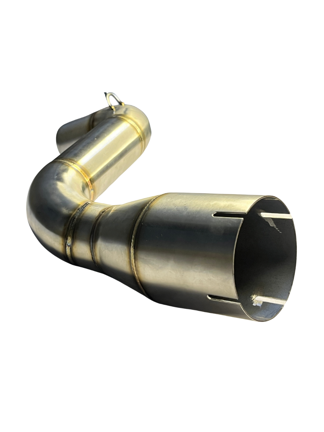 Metallic exhaust pipe on a white background