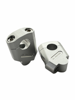 Two metallic silver bicycle stem ends shown on a plain white background, one upright and one horizontal.