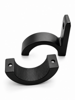 Two black metal mounting brackets with a ribbed textured inner surface and flat mounting holes, shown on a clean white background.
