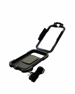 Black phone case with cable on a white background