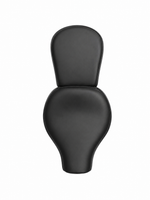 Black motorcycle seat with backrest on a white background